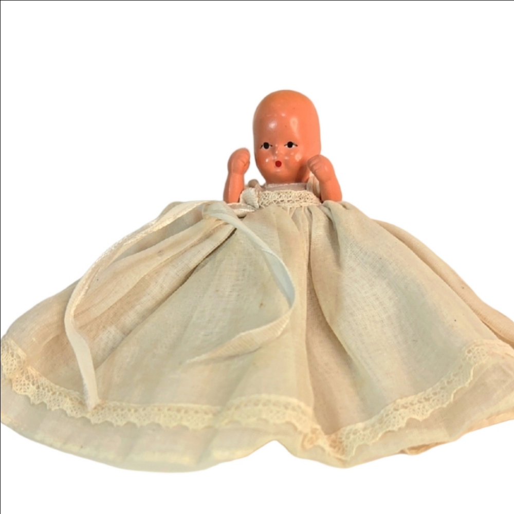 Nancy Ann Storybook Doll Hush-A-Bye Long Dress 1940's Bisque Infant Babydoll